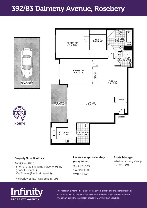 Floorplan of Homely apartment listing, 392/83 Dalmeny Avenue, Rosebery NSW 2018