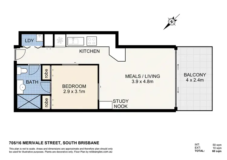 Floorplan of Homely apartment listing, 705/16 Merivale Street, South Brisbane QLD 4101