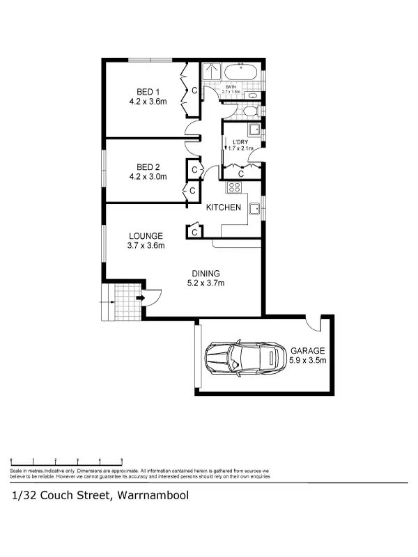 Floorplan of Homely house listing, 1/32 Couch Street, Warrnambool VIC 3280