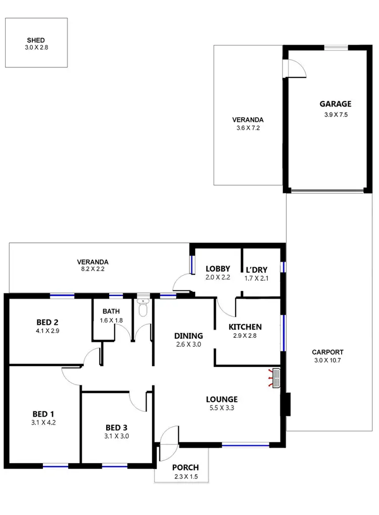 Floorplan of Homely house listing, 13 Jaffrey Street, Blair Athol SA 5084