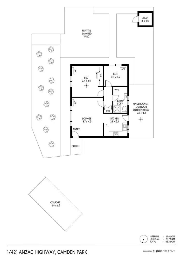 Floorplan of Homely unit listing, 1/421 Anzac Highway, Camden Park SA 5038
