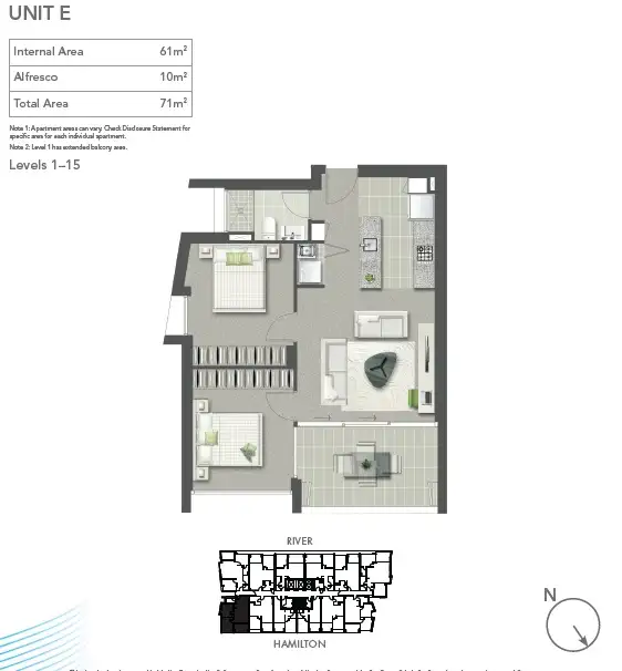 Floorplan of Homely apartment listing, 30806/2 Harbour Road, Hamilton QLD 4007