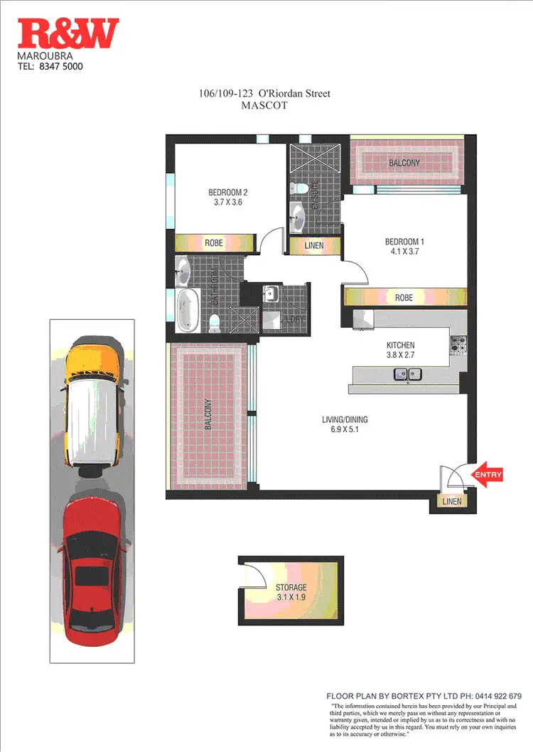 Floorplan of Homely apartment listing, 106/109-123 O'Riordan Street, Mascot NSW 2020