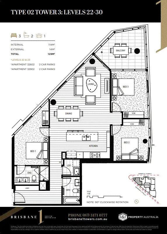 Floorplan of Homely apartment listing, 32802/1 Cordelia Street, South Brisbane QLD 4101