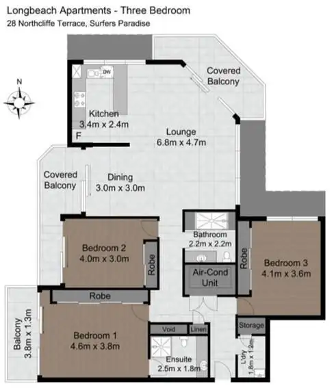 Floorplan of Homely apartment listing, 2501/28 Northcliffe Terrace, Surfers Paradise QLD 4217