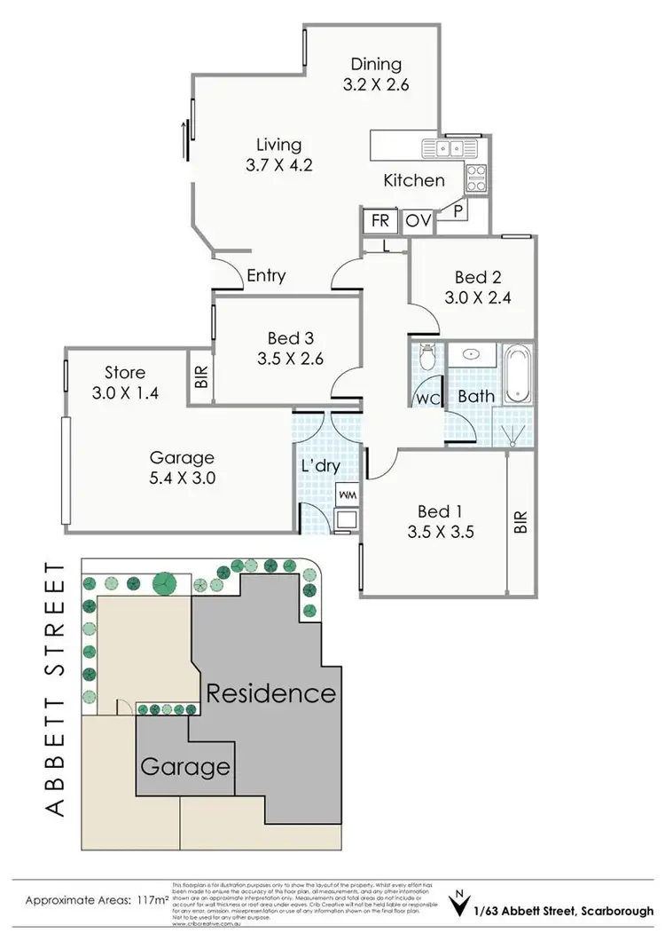 Floorplan of Homely villa listing, 1/63 Abbett Street, Scarborough WA 6019