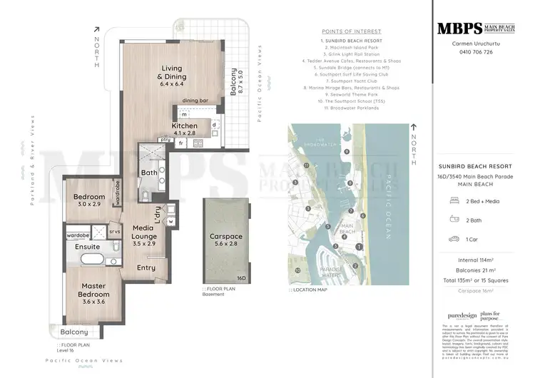 Floorplan of Homely apartment listing, 16D/3540 Main Beach Parade, Main Beach QLD 4217