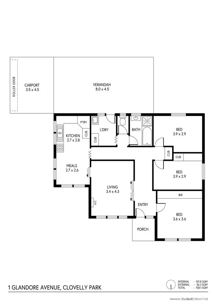 Floorplan of Homely house listing, 1 Glandore Avenue, Clovelly Park SA 5042