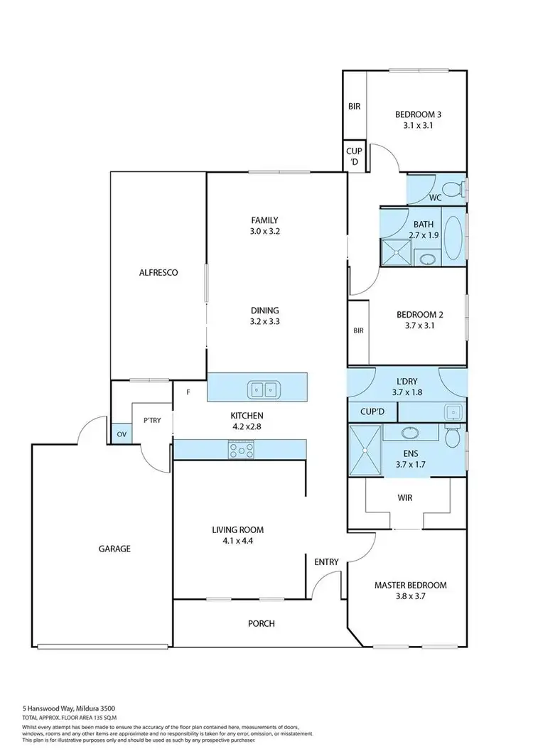 Floorplan of Homely house listing, 5 Hanswood Way, Mildura VIC 3500