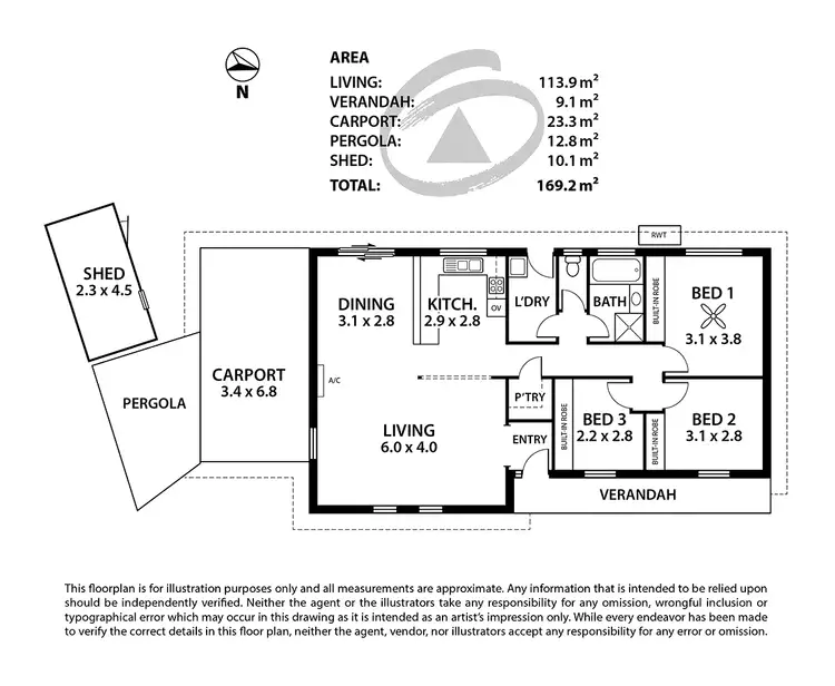 Floorplan of Homely unit listing, 3/8 Hawthorn Road, Mount Barker SA 5251