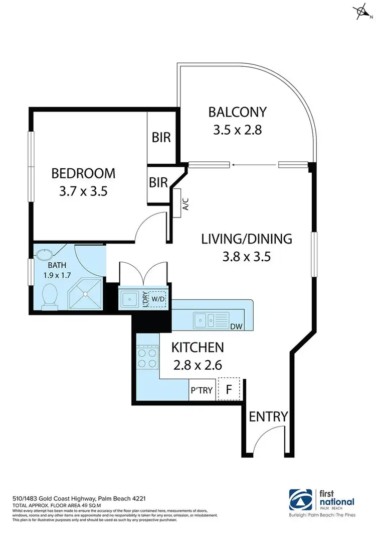 Floorplan of Homely unit listing, 510/1483 - 1489 Gold Coast Highway, Palm Beach QLD 4221