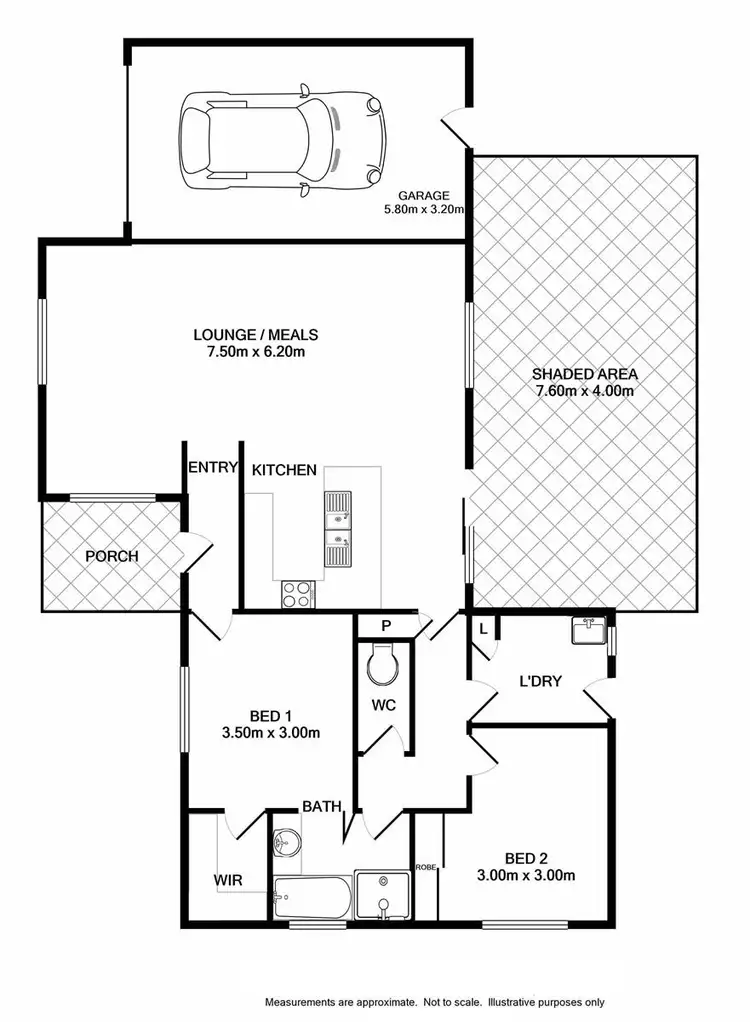 Floorplan of Homely unit listing, 1/30 Buckland Court, West Wodonga VIC 3690