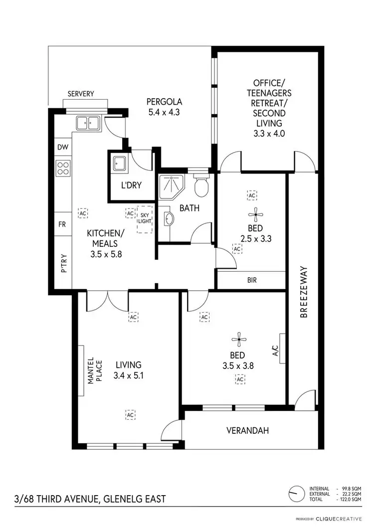 Floorplan of Homely unit listing, 3/68 Augusta Street, Glenelg East SA 5045