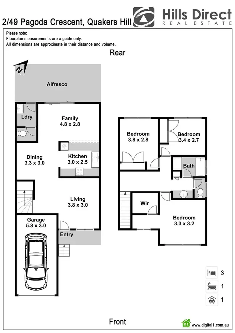Floorplan of Homely semi-detached listing, 2/49 Pagoda Crescent, Quakers Hill NSW 2763