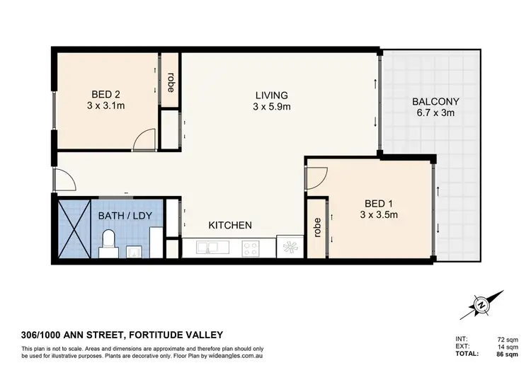 Floorplan of Homely apartment listing, 306/1000 Ann Street, Fortitude Valley QLD 4006