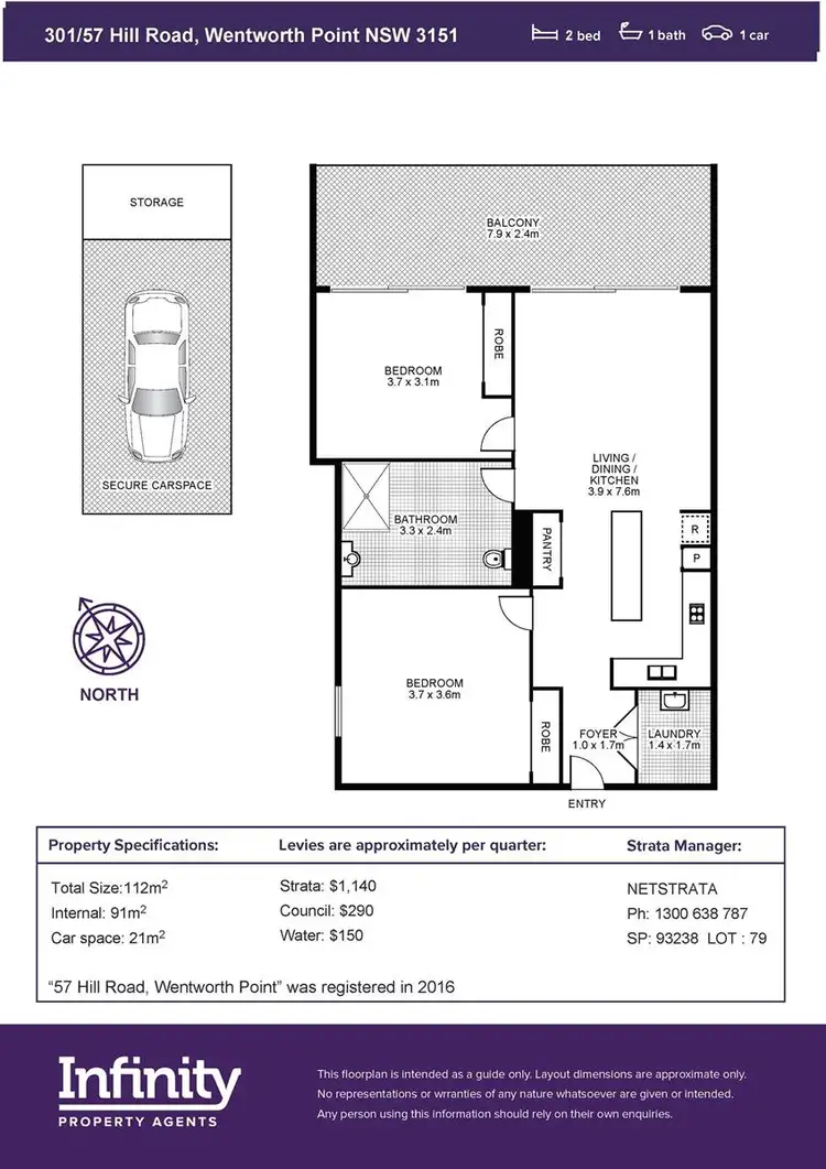 Floorplan of Homely apartment listing, 301/57 Hill Road, Wentworth Point NSW 2127