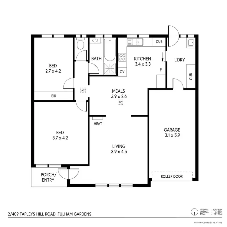 Floorplan of Homely unit listing, 2/409 Tapleys Hill Road, Fulham Gardens SA 5024
