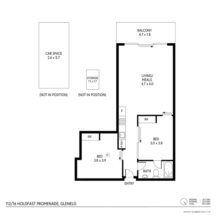 Floorplan of Homely unit listing, 112/16 Holdfast Promenade, Glenelg SA 5045