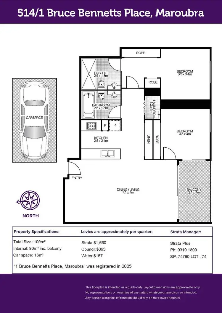 Floorplan of Homely apartment listing, 514/1 Bruce Bennetts Place, Maroubra NSW 2035