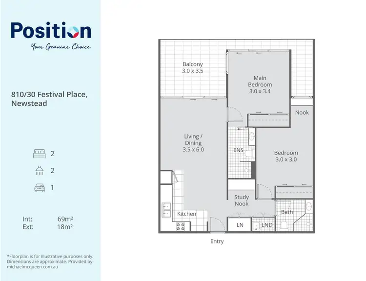 Floorplan of Homely apartment listing, 810/30 Festival Place, Newstead QLD 4006