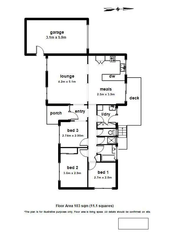 Floorplan of Homely unit listing, 1/7 Lachlan Drive, Endeavour Hills VIC 3802