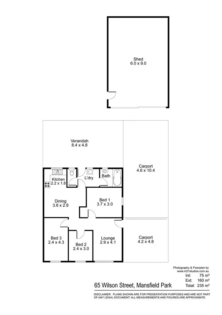 Floorplan of Homely semi-detached listing, 65 Wilson Street, Mansfield Park SA 5012
