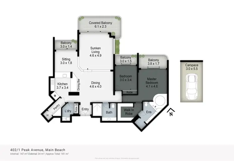 Floorplan of Homely apartment listing, 402/1 Peak Avenue, Main Beach QLD 4217
