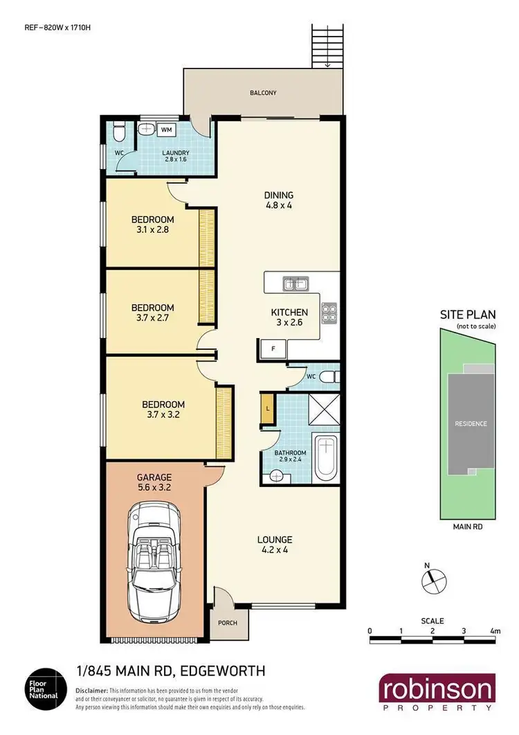 Floorplan of Homely unit listing, 1/845 Main Road, Edgeworth NSW 2285