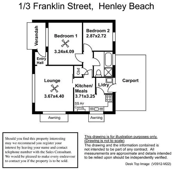 Floorplan of Homely unit listing, 1/3 Franklin Street, Henley Beach SA 5022