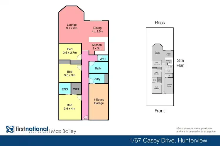 Floorplan of Homely semi-detached listing, 1/67 Casey Drive, Singleton NSW 2330