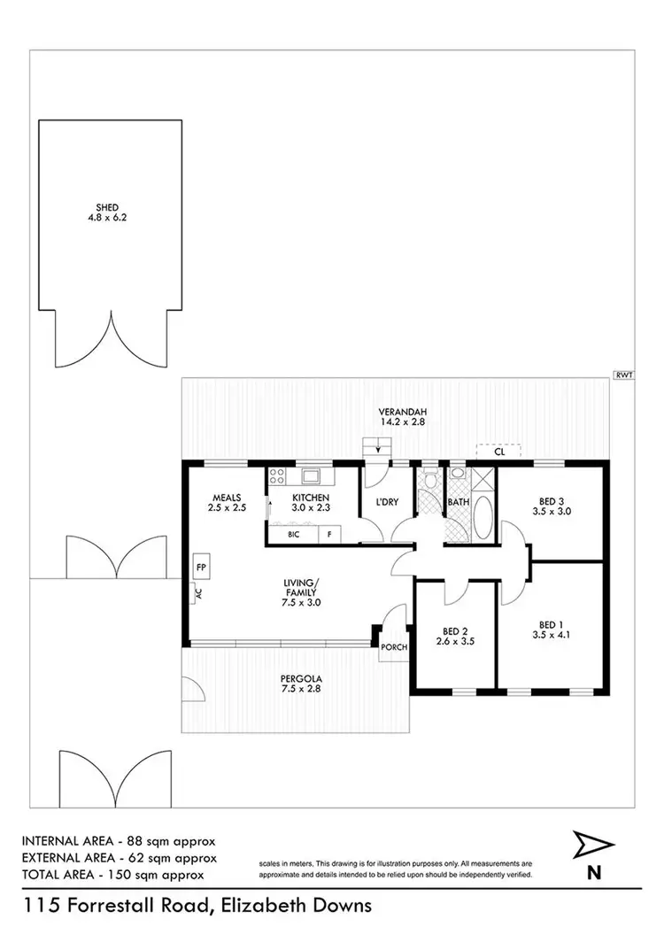 Floorplan of Homely house listing, 115 Forrestall Road, Elizabeth Downs SA 5113