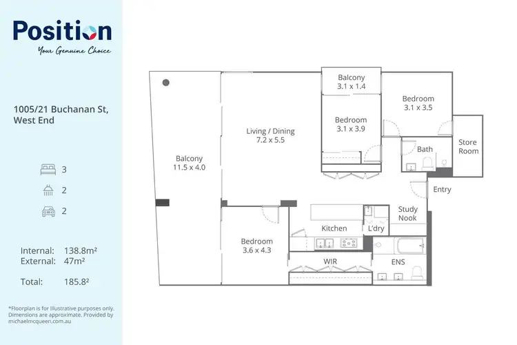 Floorplan of Homely apartment listing, 1005/21 Buchanan Street, West End QLD 4101