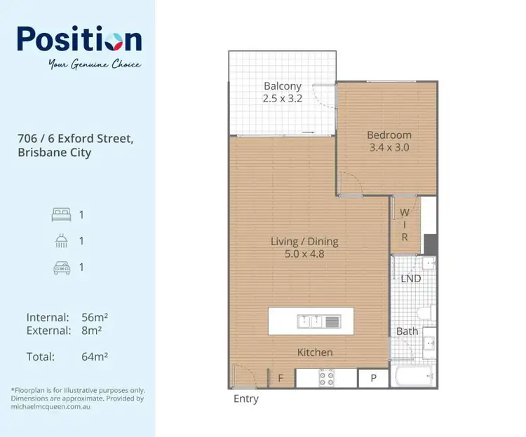 Floorplan of Homely apartment listing, 706/6 Exford Street, Brisbane City QLD 4000