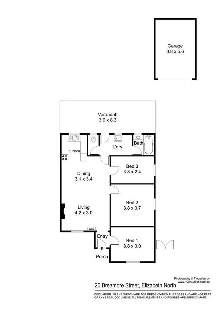 Floorplan of Homely semi-detached listing, 20 Breamore Street, Elizabeth North SA 5113