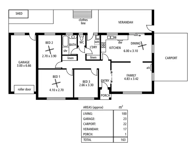 Floorplan of Homely unit listing, 1/3 Washington Street, Hilton SA 5033