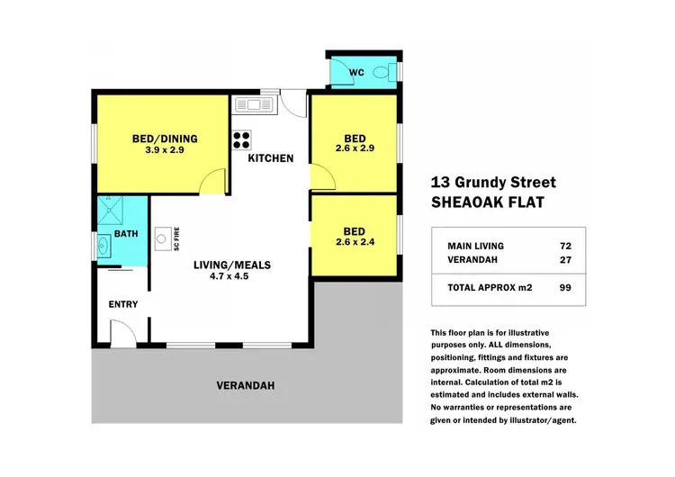 Floorplan of Homely house listing, 13 Grundy Street, Sheaoak Flat SA 5581