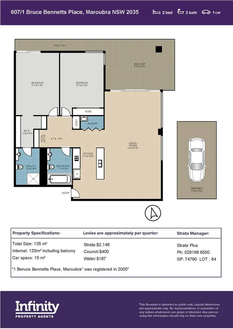 Floorplan of Homely apartment listing, 607/1 Bruce Bennetts Place, Maroubra NSW 2035