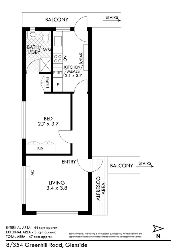 Floorplan of Homely unit listing, 8/354 Greenhill Road, Glenside SA 5065