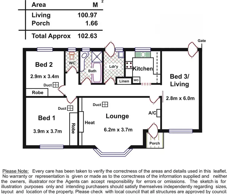 Floorplan of Homely unit listing, 2/91 Princes Road, Mitcham SA 5062