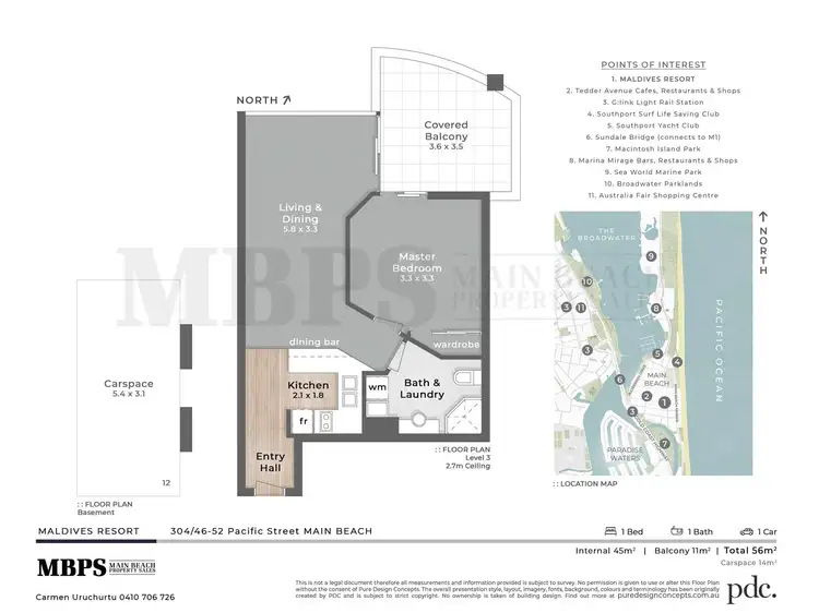 Floorplan of Homely apartment listing, 304/46-52 Pacific Street, Main Beach QLD 4217
