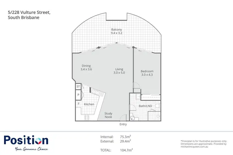 Floorplan of Homely apartment listing, 23/228 Vulture Street, South Brisbane QLD 4101