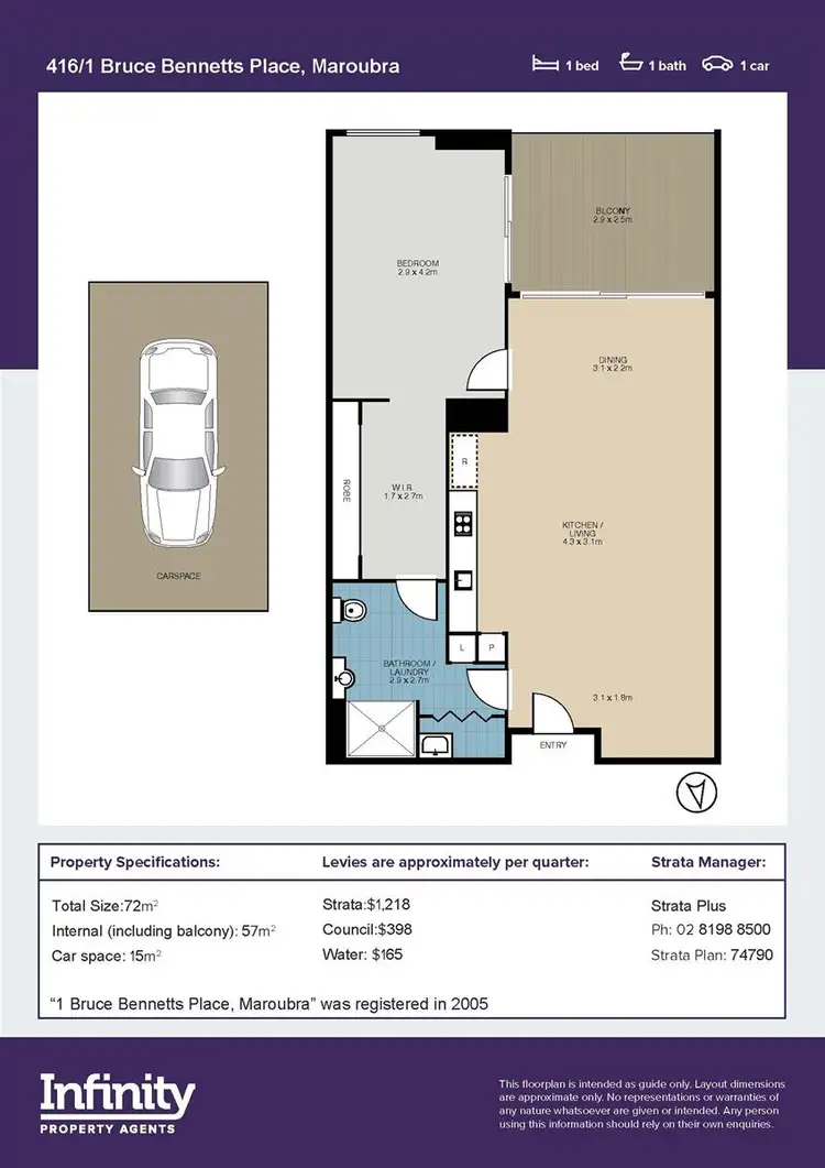 Floorplan of Homely apartment listing, 416/1 Bruce Bennetts Place, Maroubra NSW 2035