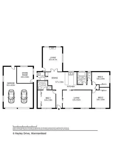 Floorplan of Homely house listing, 6 Hayley Drive, Warrnambool VIC 3280