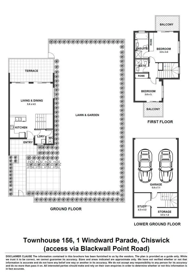 Floorplan of Homely townhouse listing, 156/1 Windward Parade, Chiswick NSW 2046