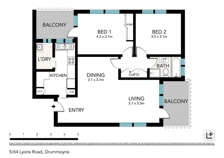 Floorplan of Homely apartment listing, 5/64 Lyons Road, Drummoyne NSW 2047