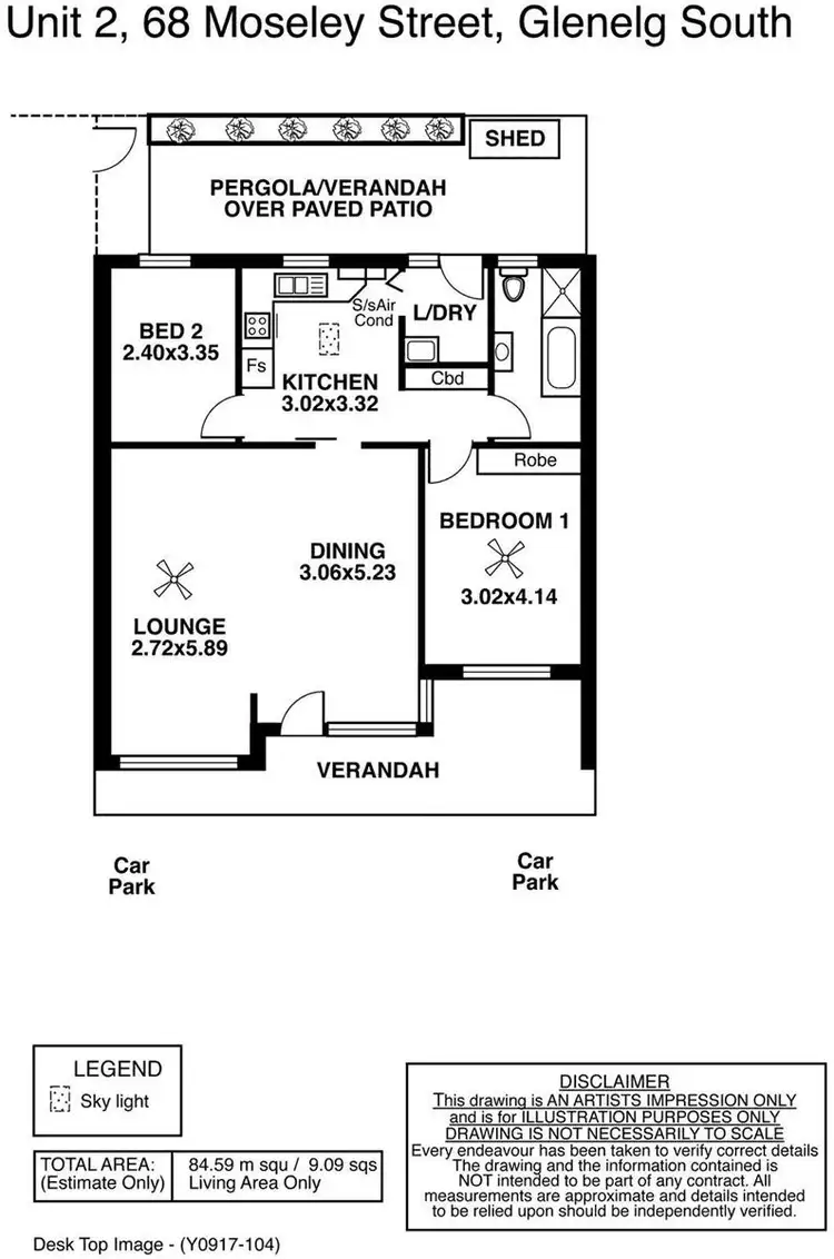 Floorplan of Homely unit listing, 2/68 Moseley Street, Glenelg South SA 5045