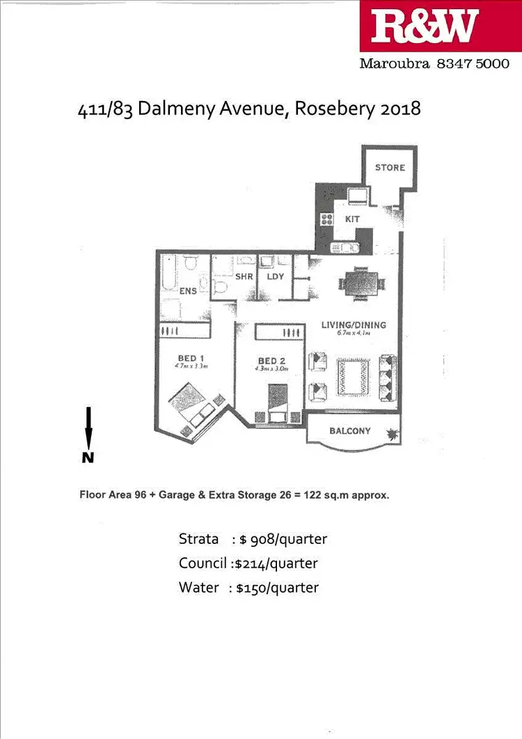 Floorplan of Homely apartment listing, 411/83 Dalmeny Avenue, Rosebery NSW 2018