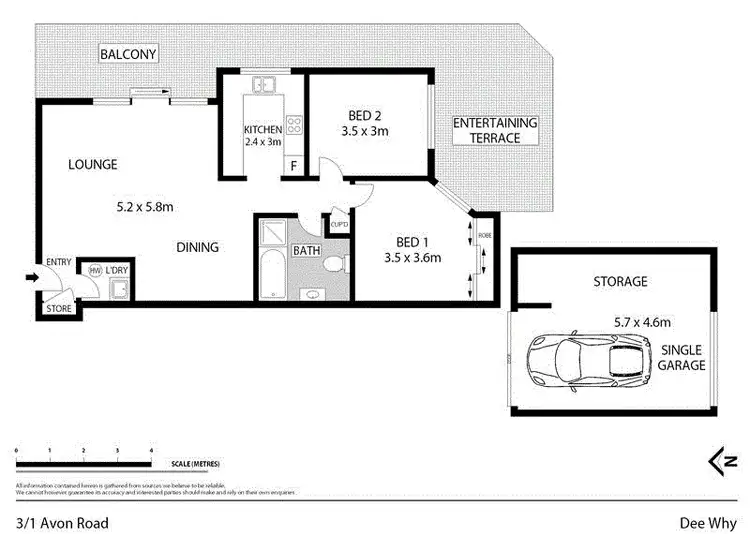 Floorplan of Homely unit listing, 3/1 Avon Road, Dee Why NSW 2099
