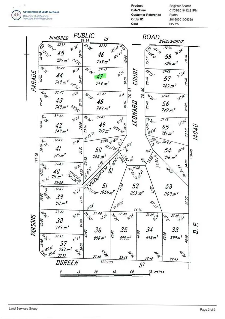 Floorplan of Homely land listing, LOT 47/47 Leonard Court, Parsons Beach, Minlaton SA 5575