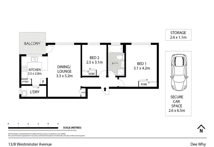 Floorplan of Homely unit listing, 13/8 Westminster Avenue, Dee Why NSW 2099